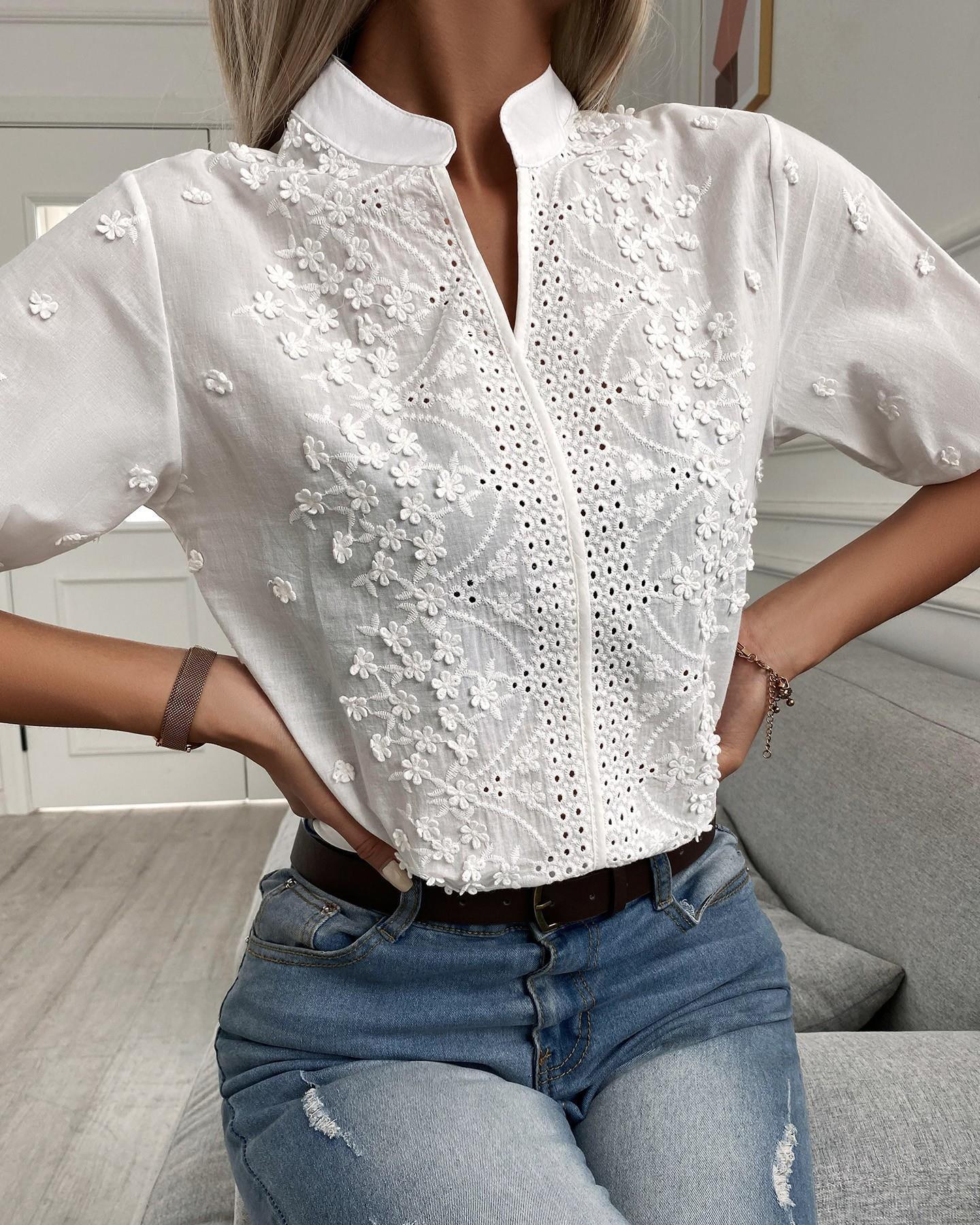 Cotton Embroidered Blouse for Women – Cressida Floral