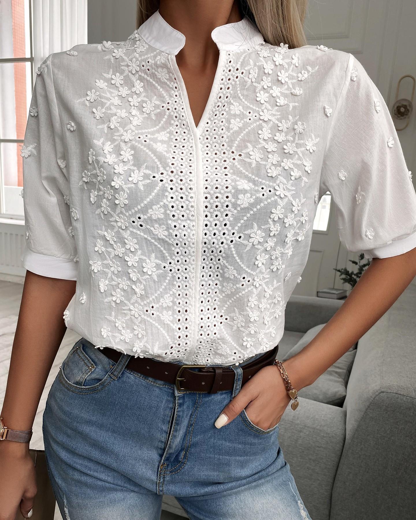 Cotton Embroidered Blouse for Women – Cressida Floral