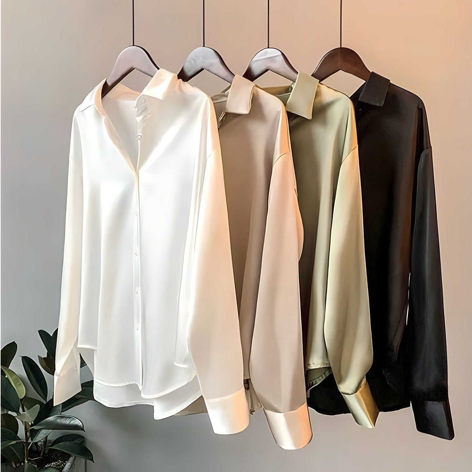 Women's Satin Blouse – Luxe Finish, Four Colors