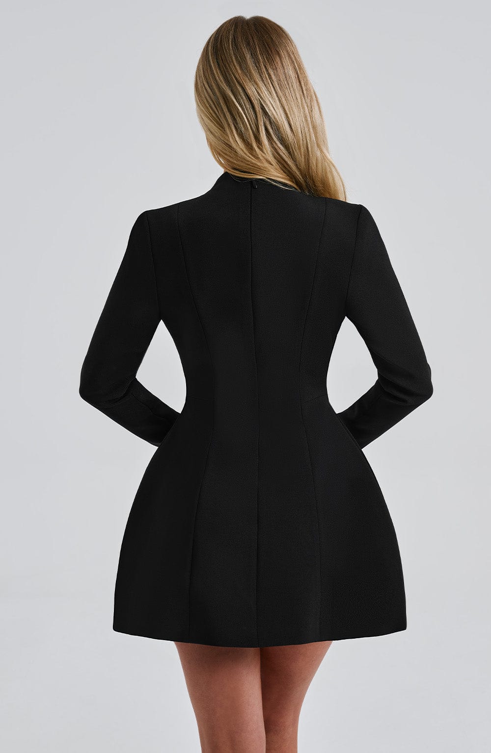 Women's Deep V Plunge Blazer Mini Dress Long Sleeve