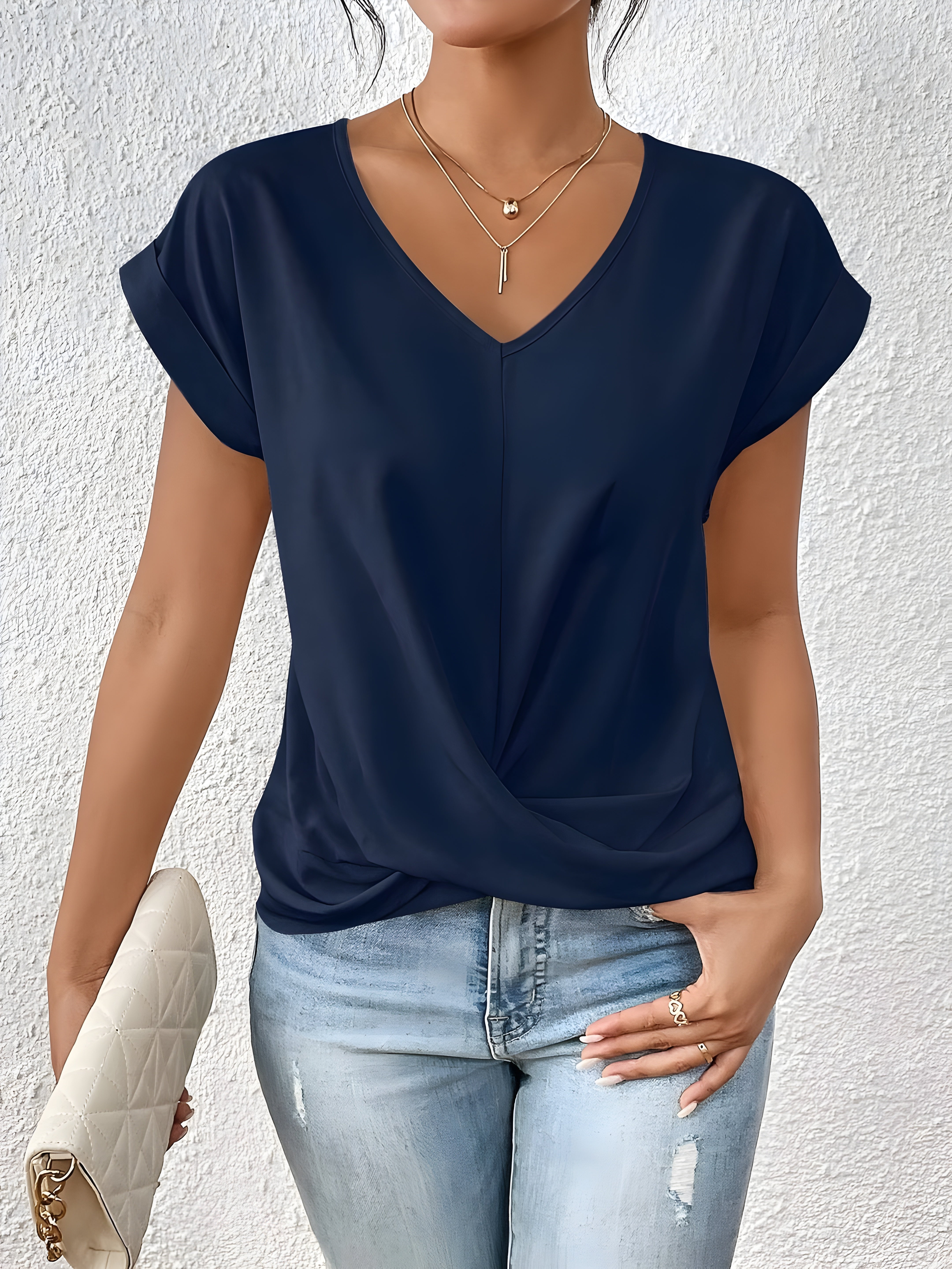 Women's Soft Twist Front V-Neck Blouse | Maia Top