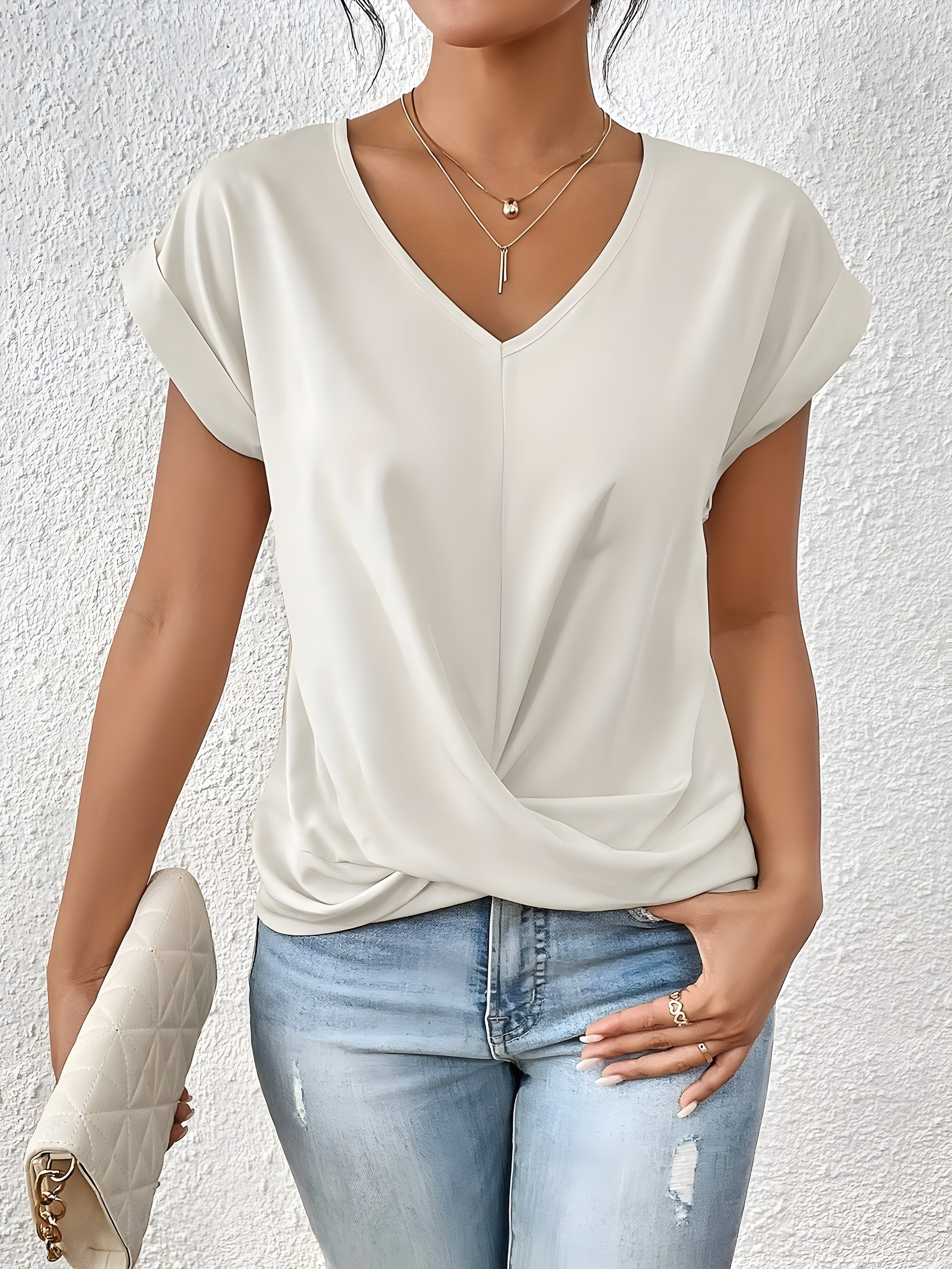 Women's Soft Twist Front V-Neck Blouse | Maia Top