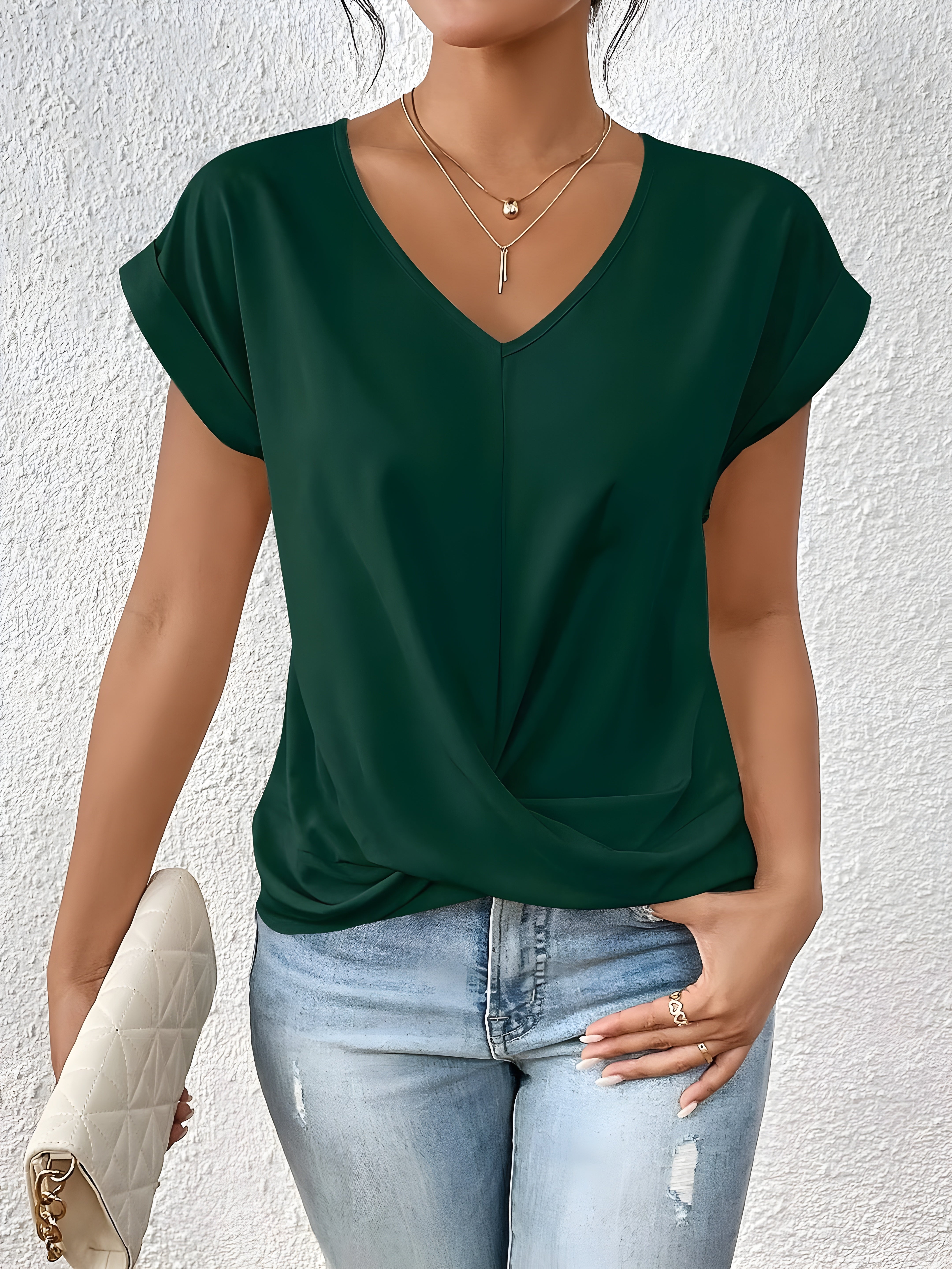 Women's Soft Twist Front V-Neck Blouse | Maia Top