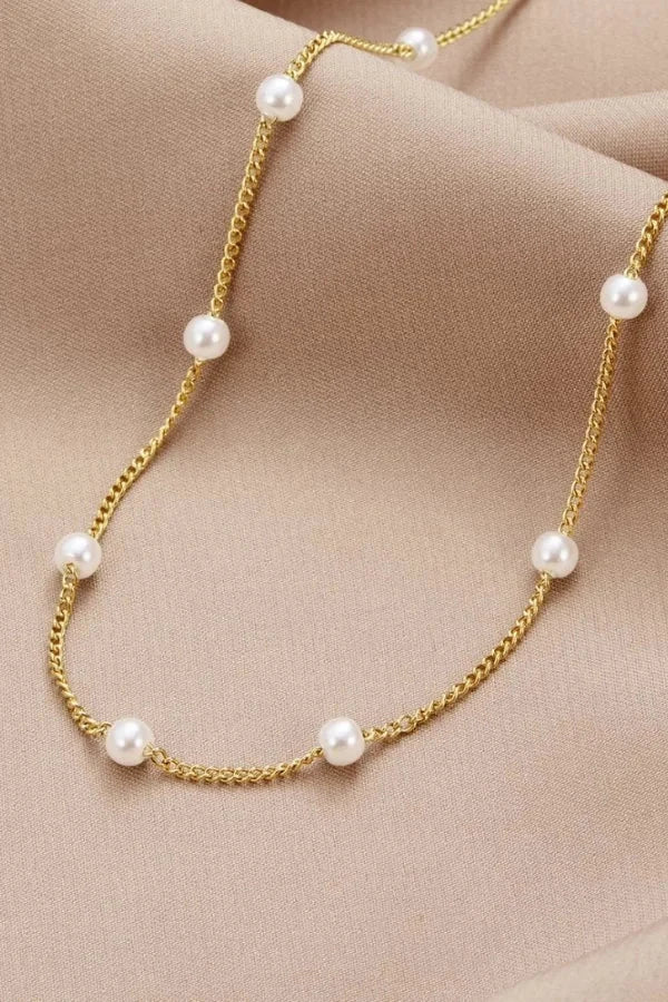 Pearl Stainless Steel Gold Necklace – Waterproof & Tarnish-Resistant