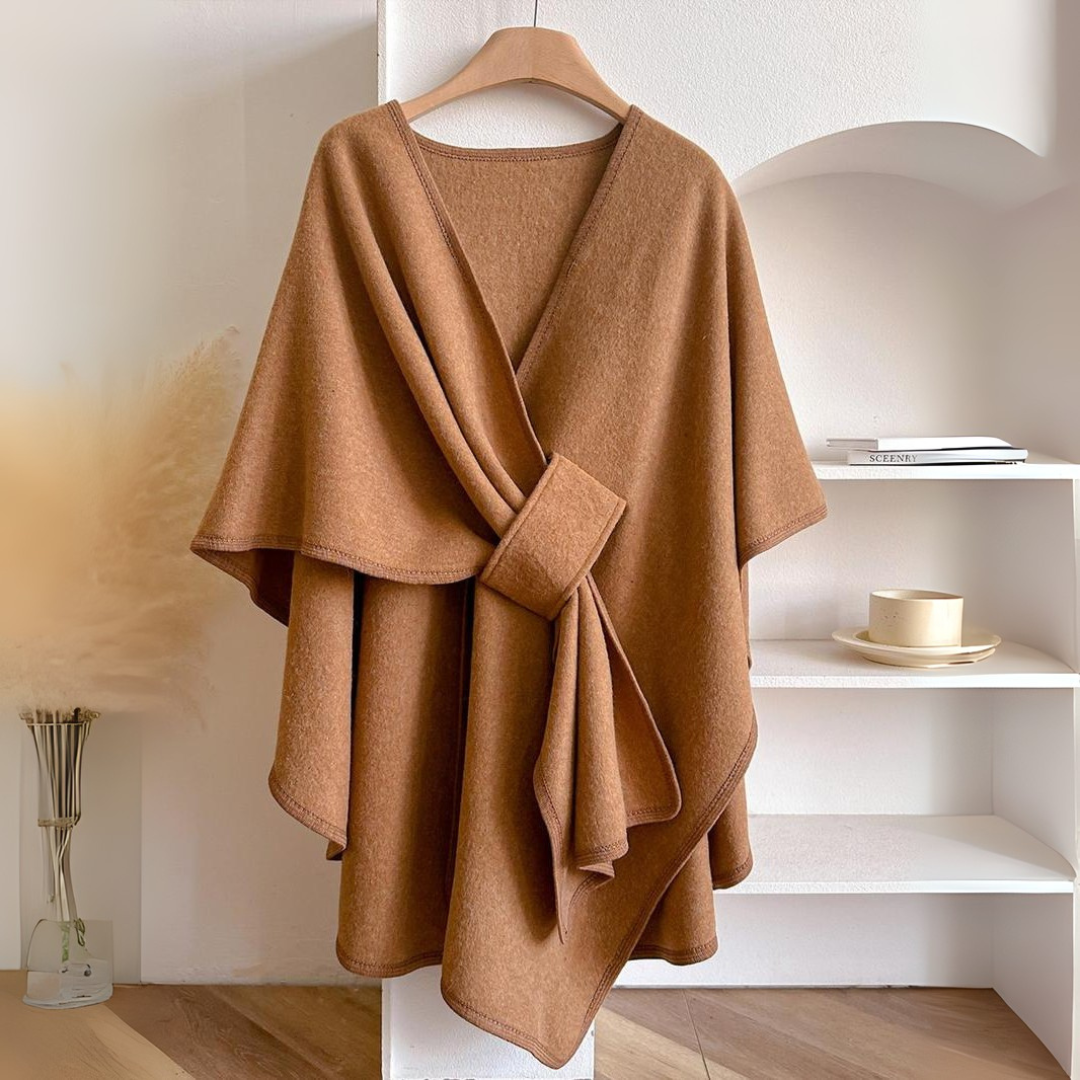 Women's Drape Shawl Wrap with Tie Belt – All-Season Layer