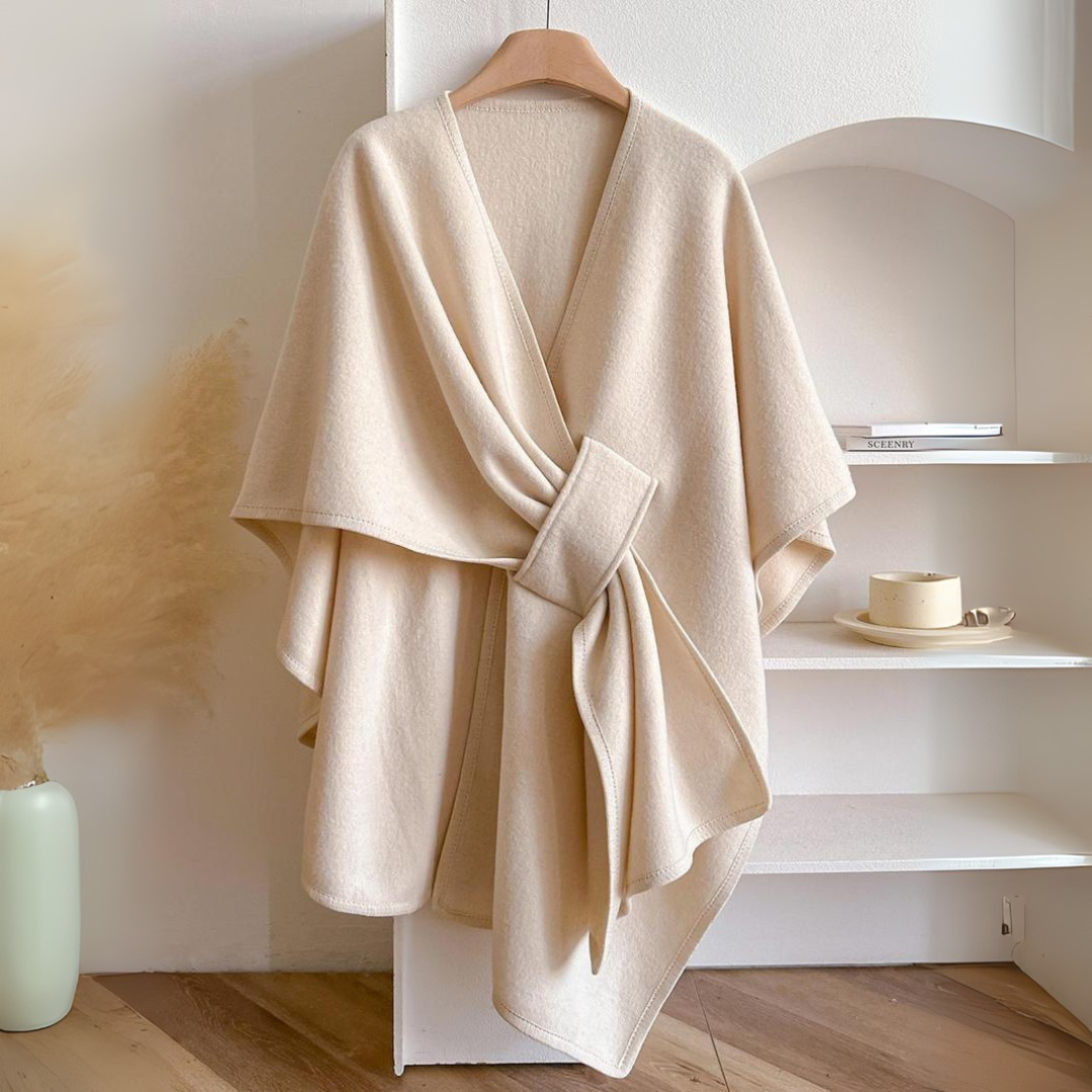 Women's Drape Shawl Wrap with Tie Belt – All-Season Layer