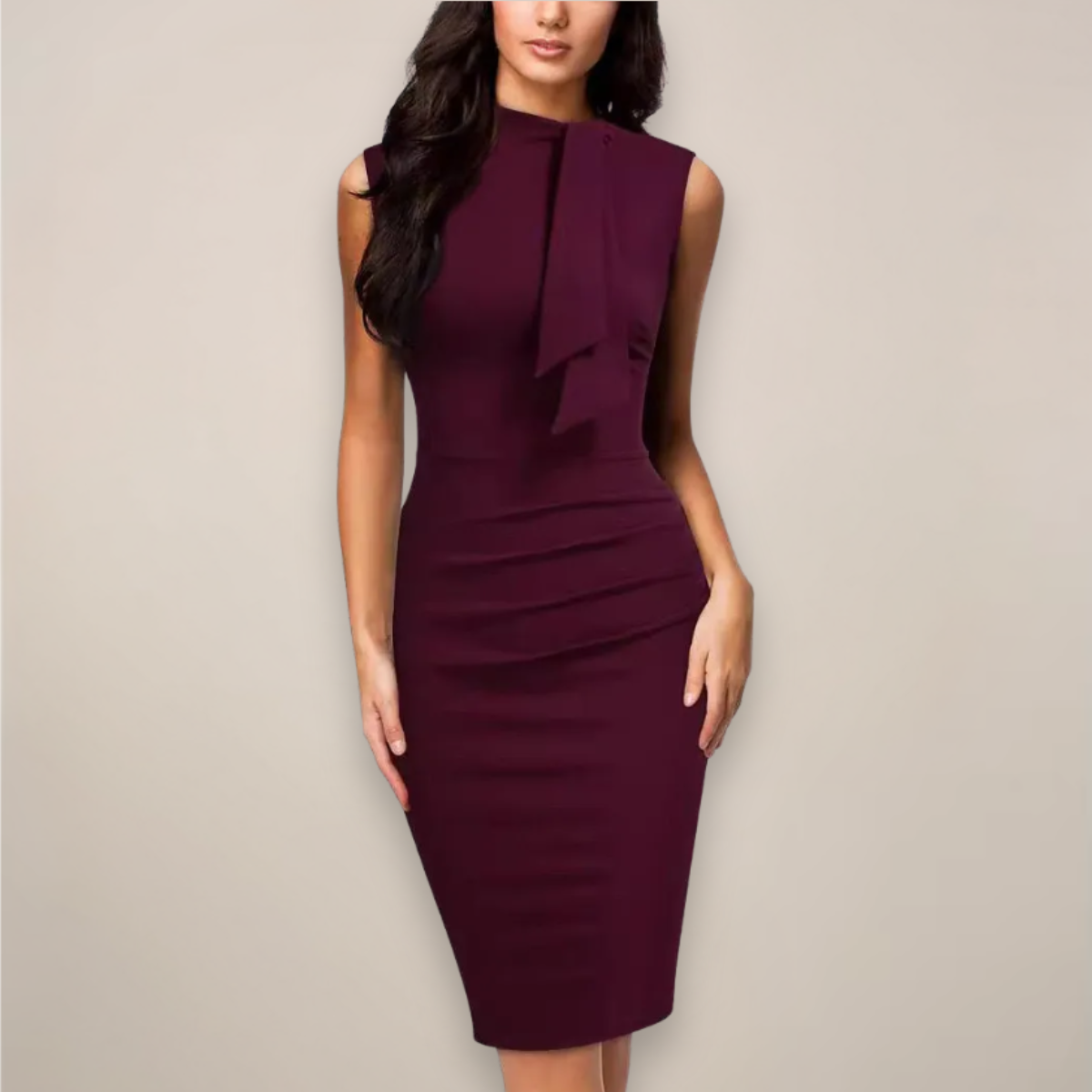 Women's Sleeveless Midi Dress – V-Neck Wrap Style