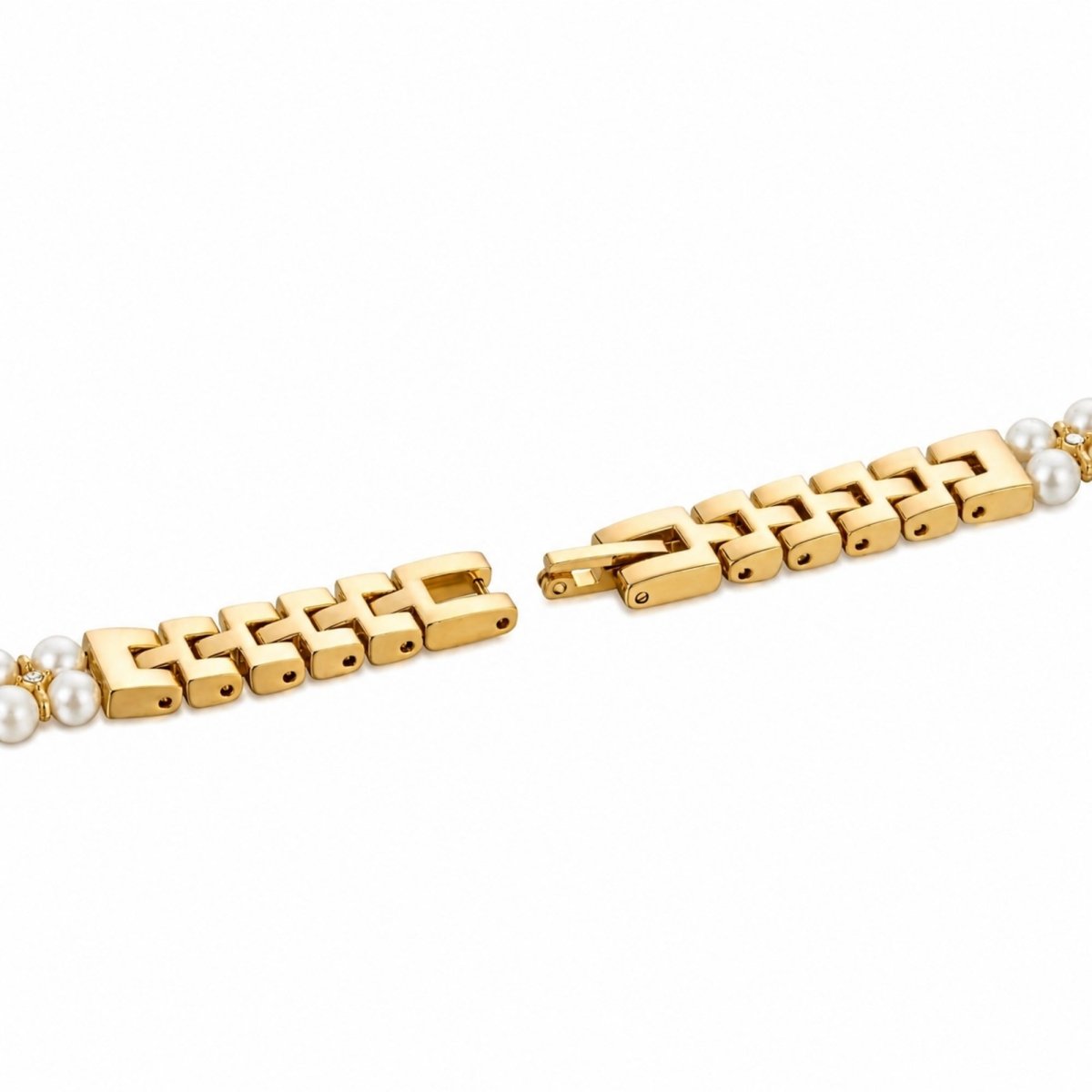 Pearl Crystal Bracelet Watch – Gold Vintage Women's Watch