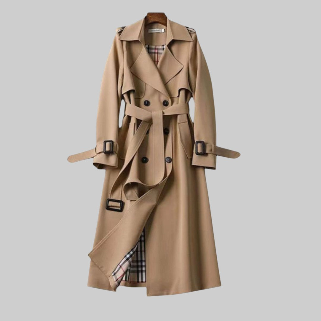 Women's Belted Double Breasted Trench Coat – Long Classic Fit