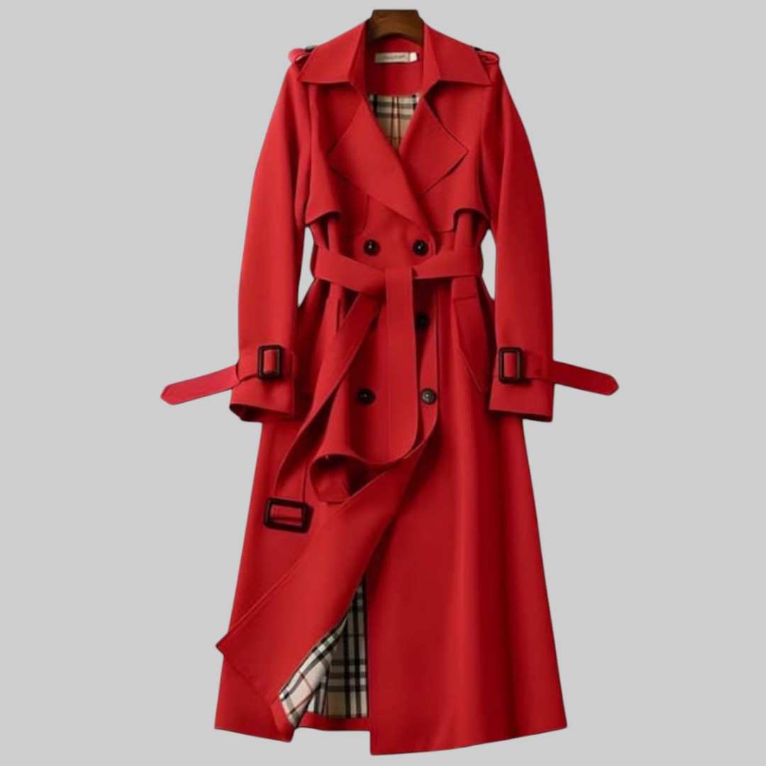 Women's Belted Double Breasted Trench Coat – Long Classic Fit