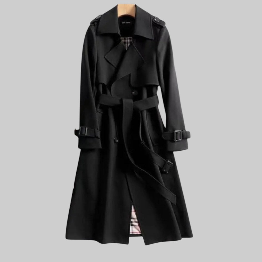 Women's Belted Double Breasted Trench Coat – Long Classic Fit