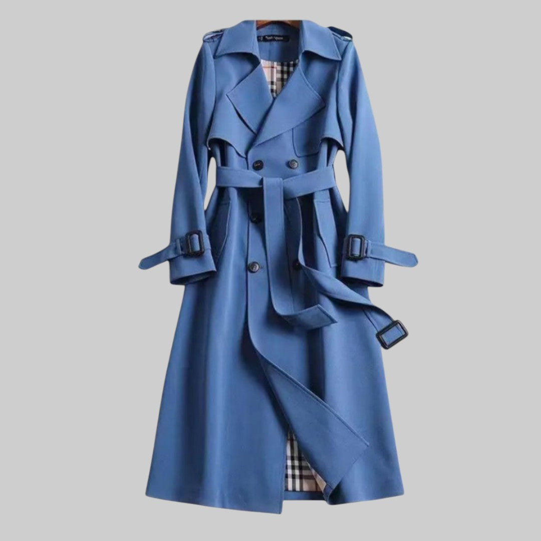 Women's Belted Double Breasted Trench Coat – Long Classic Fit