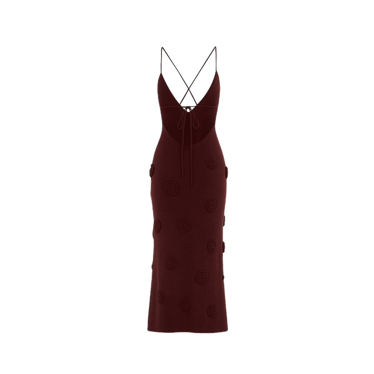 Viscose Knit Midi Dress with Hand-Applied Rosettes | Alexie