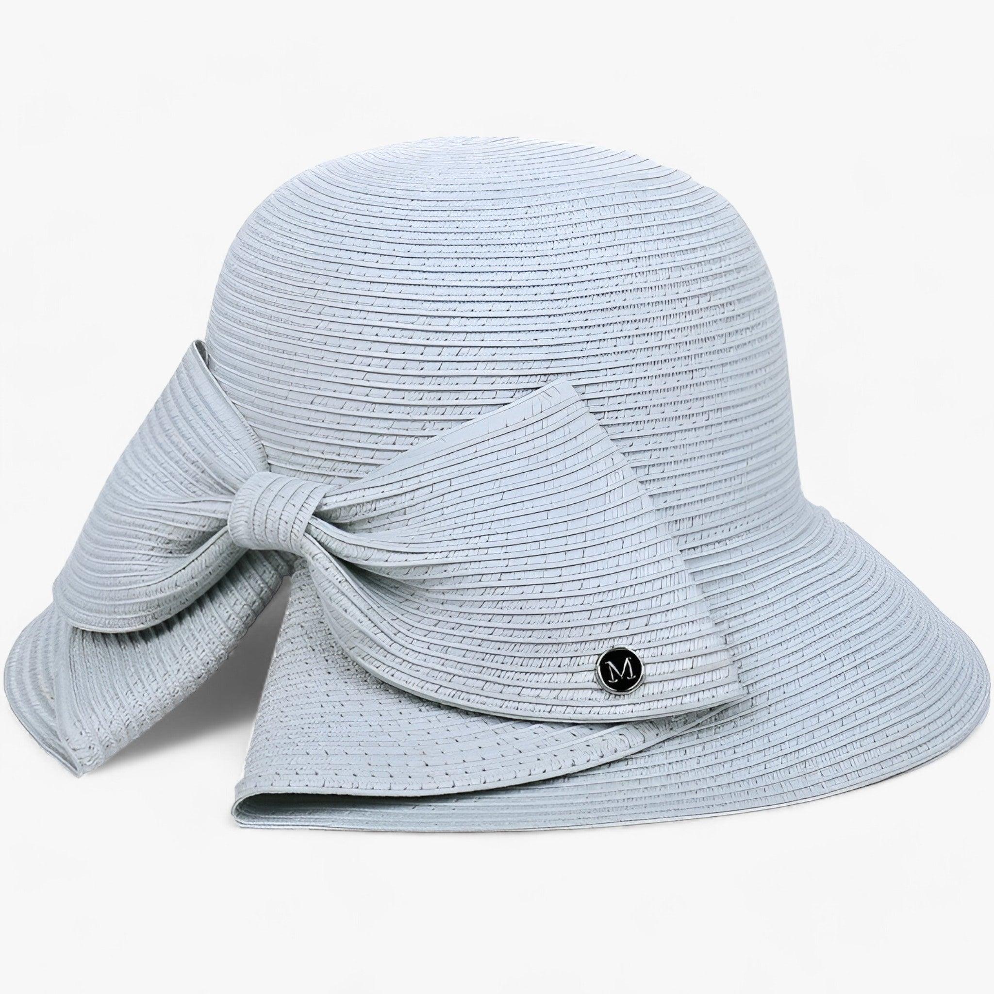Women's Straw Sun Hat with Asymmetrical Bow – Wide Brim
