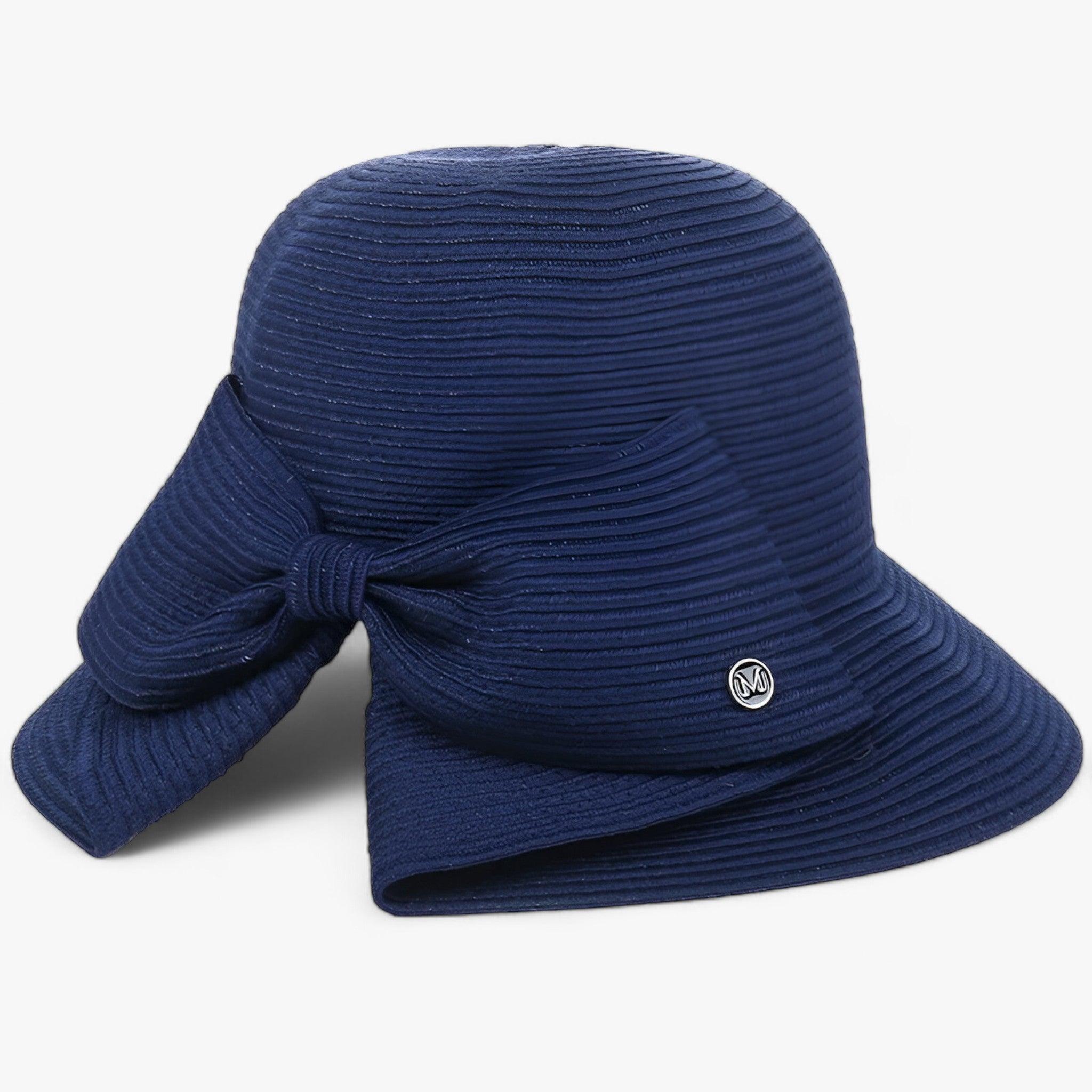 Women's Straw Sun Hat with Asymmetrical Bow – Wide Brim