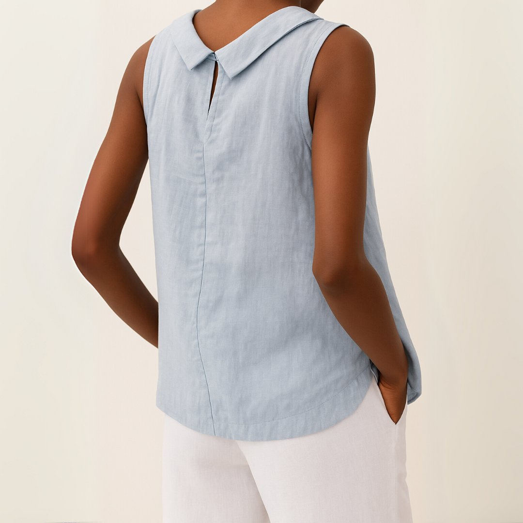 Linen Roll Neck Sleeveless Blouse for Women | Freya