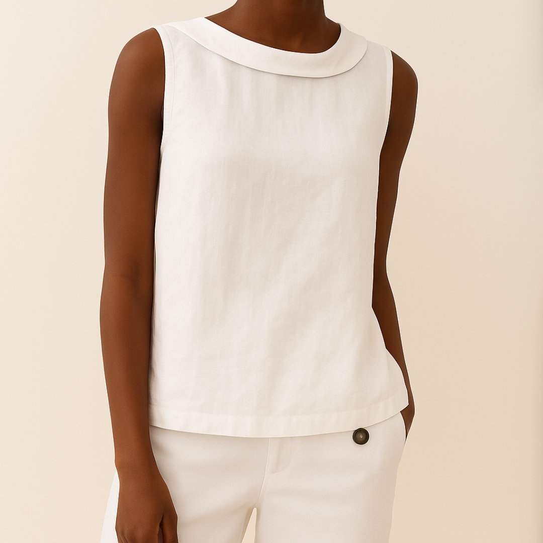 Linen Roll Neck Sleeveless Blouse for Women | Freya